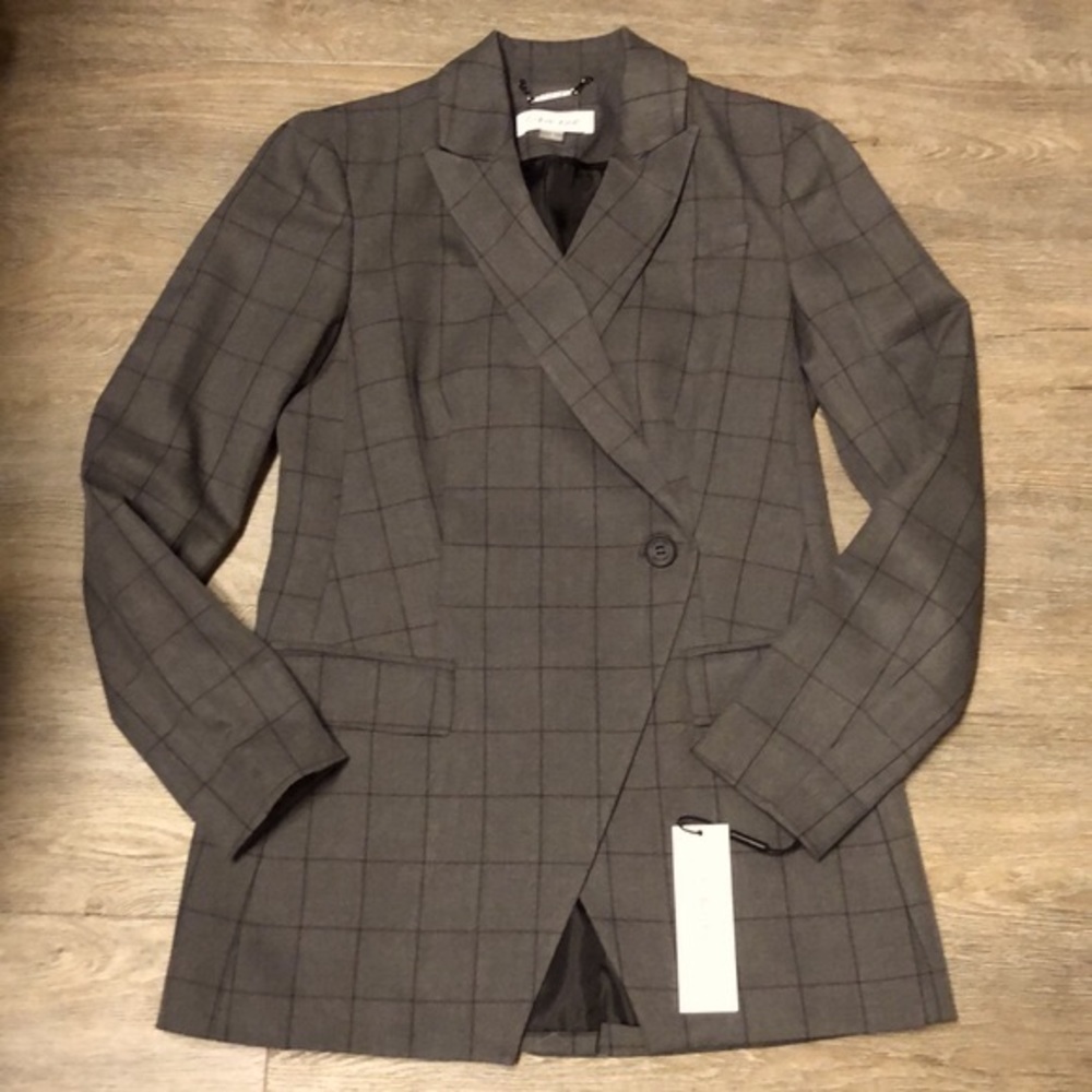 Brand🆕😍😍😍 CALVIN KLEIN One Button Windowpane Jacket - Picture 5 of 14